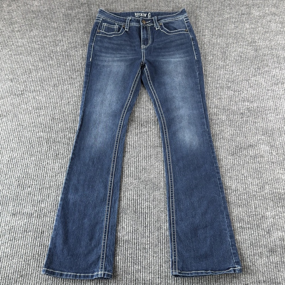 Rockin C Bootcut Jeans Womens 28x31 Blue Medium Wash‎ Mid Rise Stretch Denim